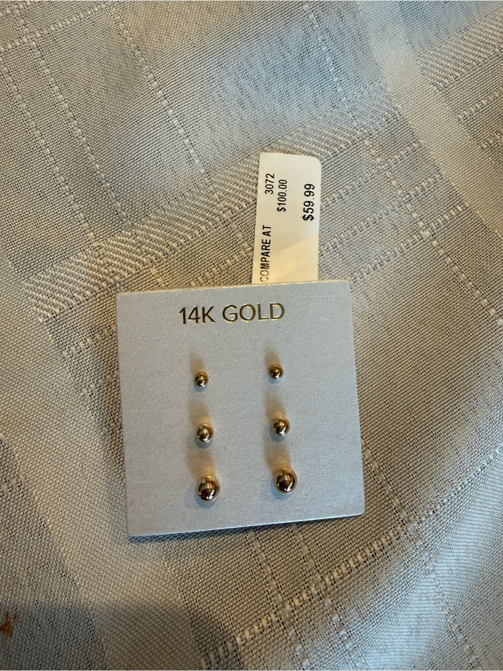 14K Gold Three-Pair Stud Earring Set - Gold